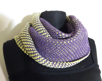 infinity cowl scarf, knit snood, circle neck warmer, eternity neckwear, warm purple scarf, reversible women scarf, unisex winter chunky cowl