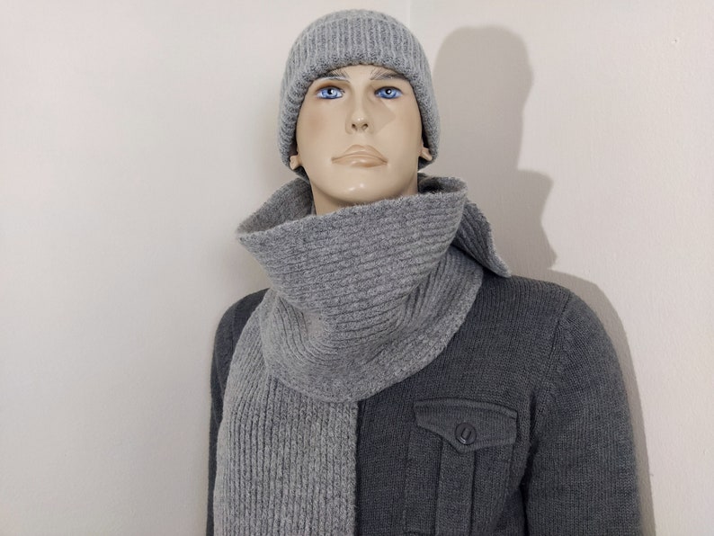 ensemble écharpe homme, bonnet écharpe en tricot, bonnet écharpe d'hiver, cache-nez pour homme, écharpe bonnet, cache-cou confortable, cadeau pour lui, cravates chaudes unisexes image 7