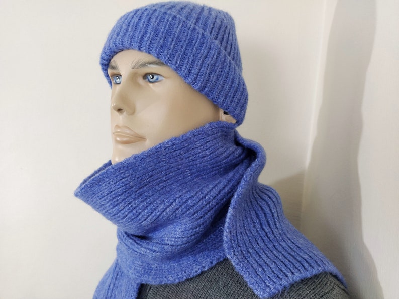 ensemble écharpe homme, bonnet écharpe en tricot, bonnet écharpe d'hiver, cache-nez pour homme, écharpe bonnet, cache-cou confortable, cadeau pour lui, cravates chaudes unisexes image 6