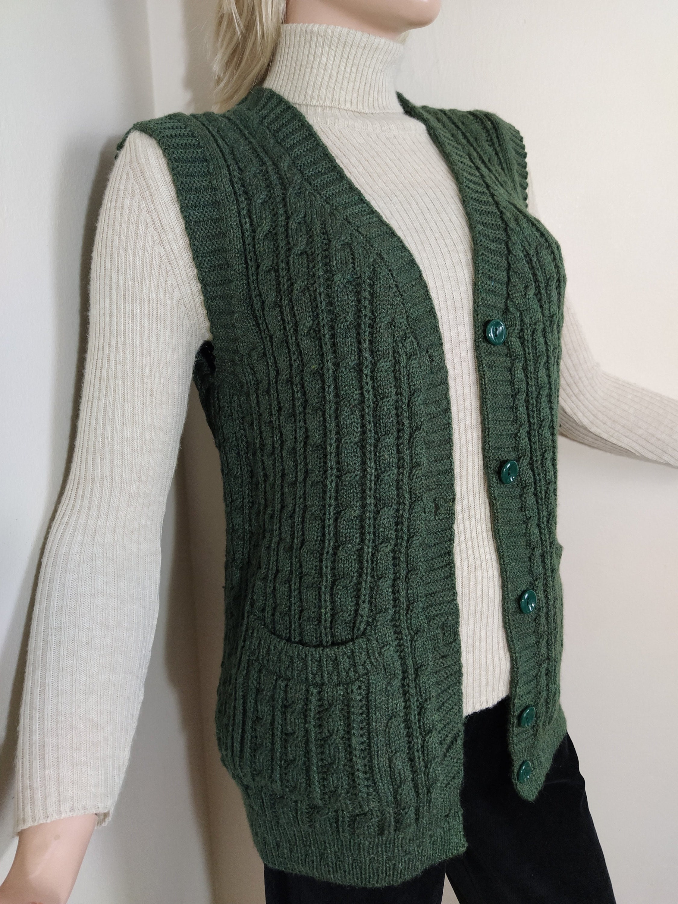 Women knit vest warm sleeveless cardigan wool vneck Etsy