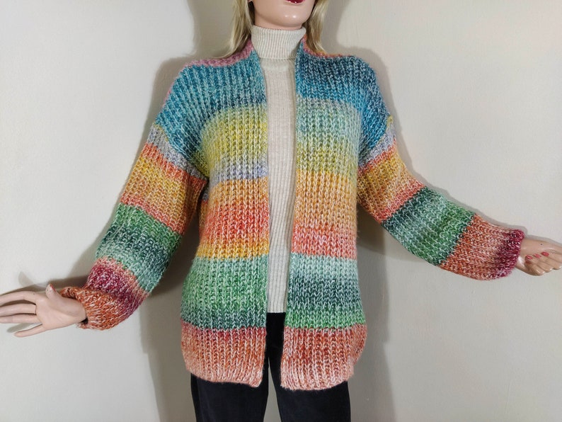 Colorful knit cardigan women fluffy cardigan open front Etsy