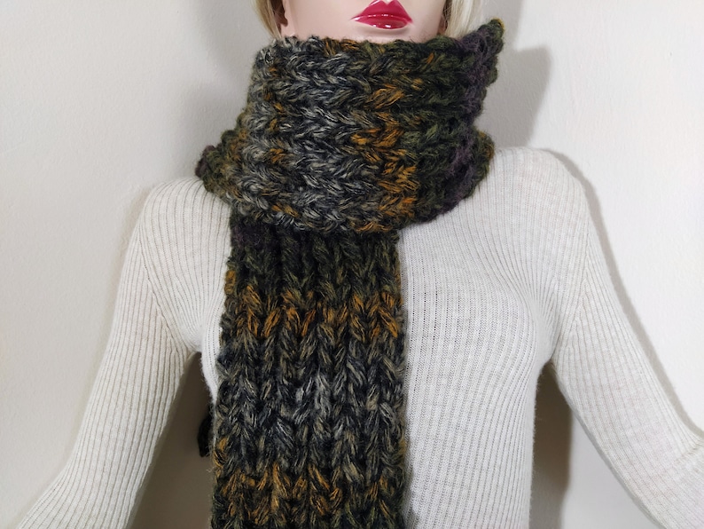 Knit Warm Scarf, Thick Cozy Scarf, Winter Wool Muffler, Long Neckwear ...