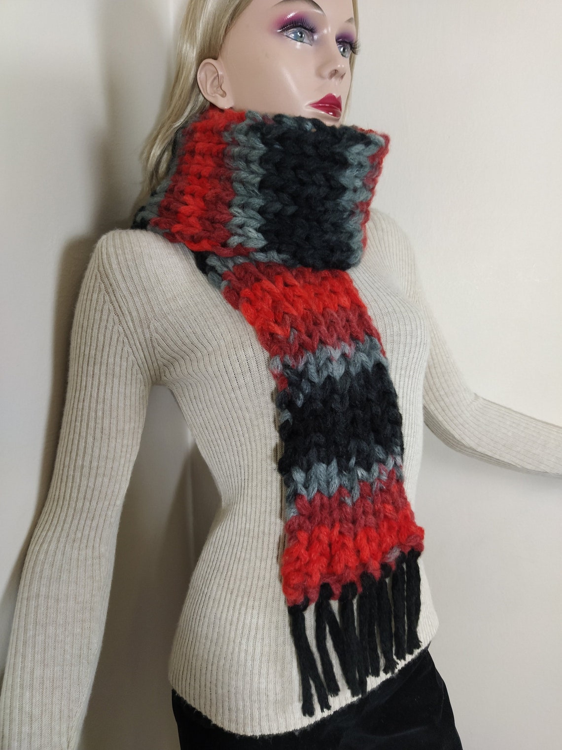 Knit chunky scarf fluffy wool scarf winter warm scarf thick Etsy