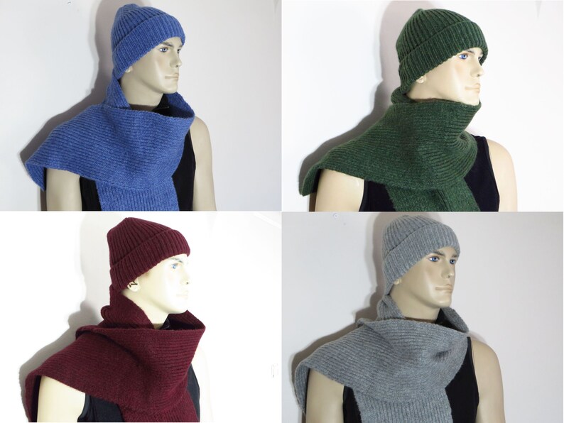 ensemble écharpe homme, bonnet écharpe en tricot, bonnet écharpe d'hiver, cache-nez pour homme, écharpe bonnet, cache-cou confortable, cadeau pour lui, cravates chaudes unisexes image 10