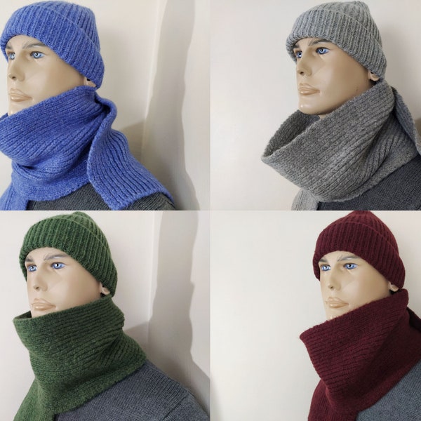 ensemble écharpe homme, bonnet écharpe en tricot, bonnet écharpe d'hiver, cache-nez pour homme, écharpe bonnet, cache-cou confortable, cadeau pour lui, cravates chaudes unisexes