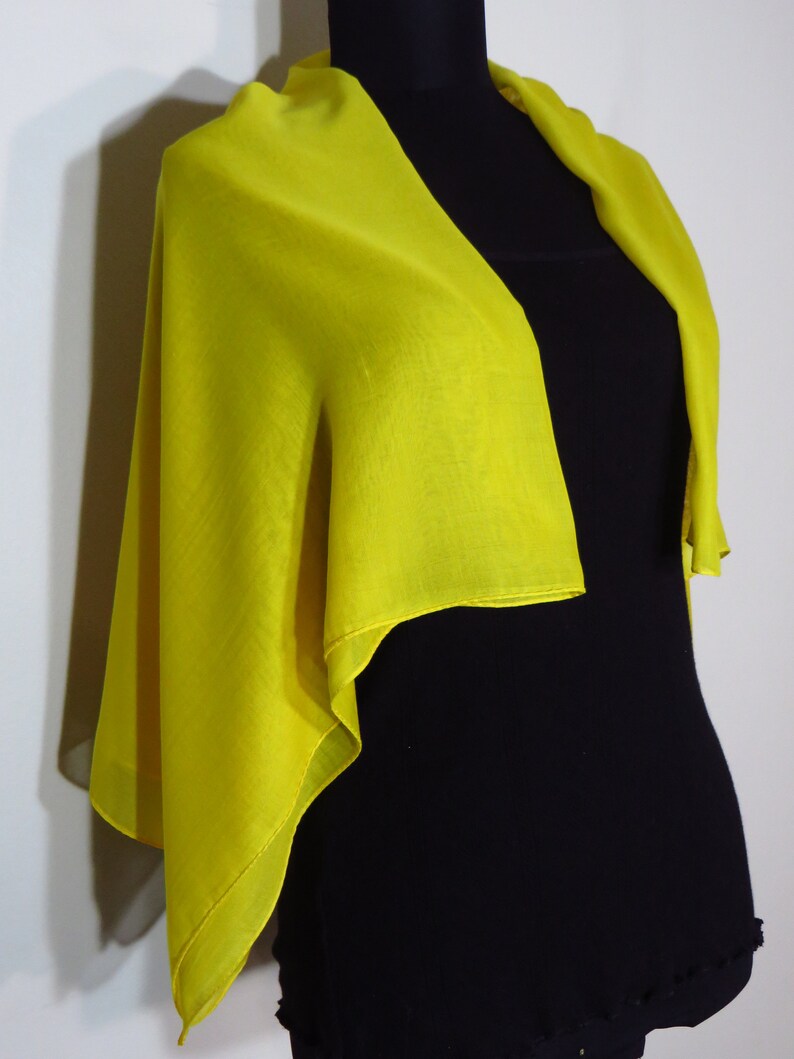 Yellow Cotton Scarf, Square Plain Scarf, Lightweight Soft Foulard, Men ...