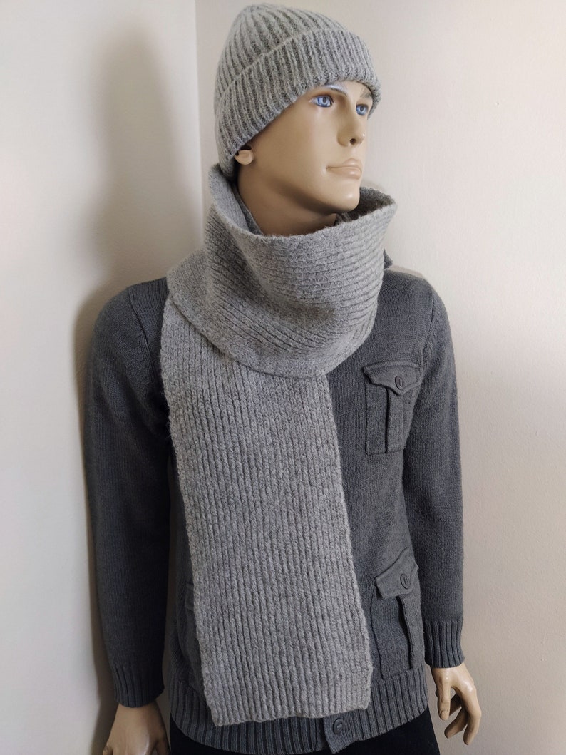 ensemble écharpe homme, bonnet écharpe en tricot, bonnet écharpe d'hiver, cache-nez pour homme, écharpe bonnet, cache-cou confortable, cadeau pour lui, cravates chaudes unisexes image 5