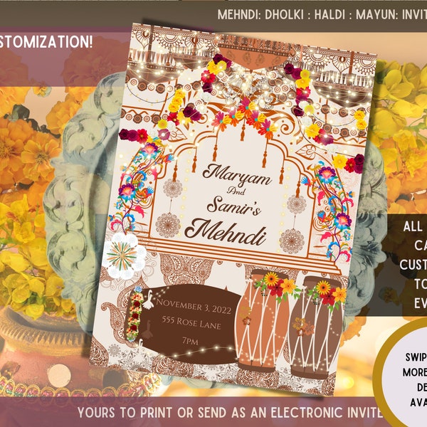 Dholki Invites as Mehndi Invitation Etsy