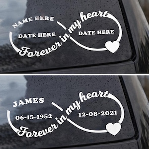 Personalized In Memorial "Infinity Symbol" Permanent Vinyl Decal / Sticker (Multiple Sizes & Colors!)