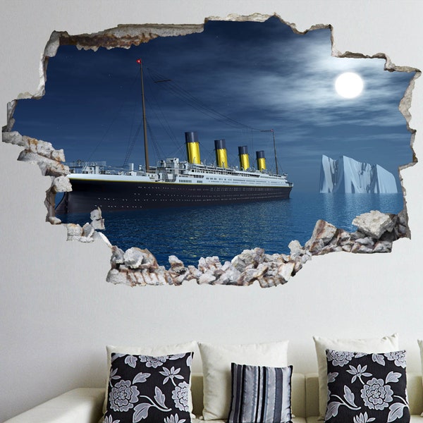 Sticker mural Titanic Iceberg Sticker mural impression Art lune océan paquebot CK29