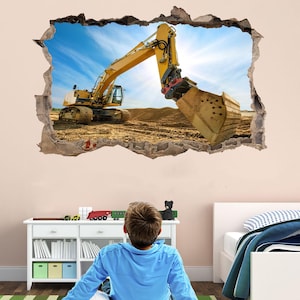 Excavator Construction Equipment Work Machine Wall Sticker Mural Decal Poster Print Art Home Office Decor BF7