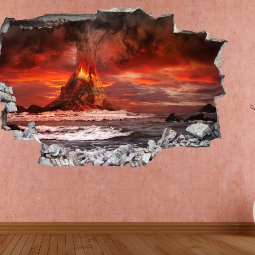 Volcano Eruption Wall Decal Sticker Mural Poster Print Art Etsy UK