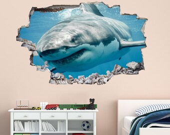 3D Shark Ocean Mural Remove Wall Sticker Art Vinyl Decal Nursery Home Decor NEW 3D Shark Ocean Mural Remove Wall Sticker Art Vinyl Decal Nursery Home Decor NEW