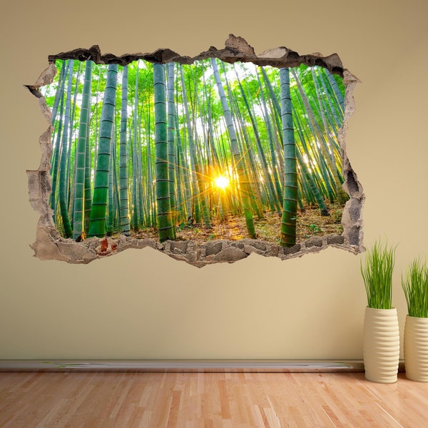 Bamboo Trees Sun Rays Wall Decal Sticker Mural Poster Print Art Home Decor DB22