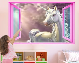 Unicorn Forest Fantasy Muur Sticker Muurschildering Print Art Kids Meisjes Slaapkamer Decor CT74