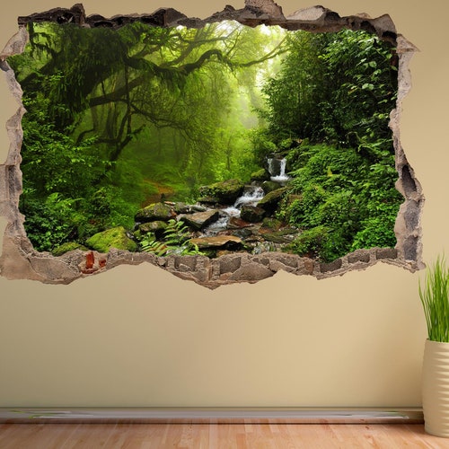 Tropical Forest River Wall Sticker Mural Decal Poster Print Etsy