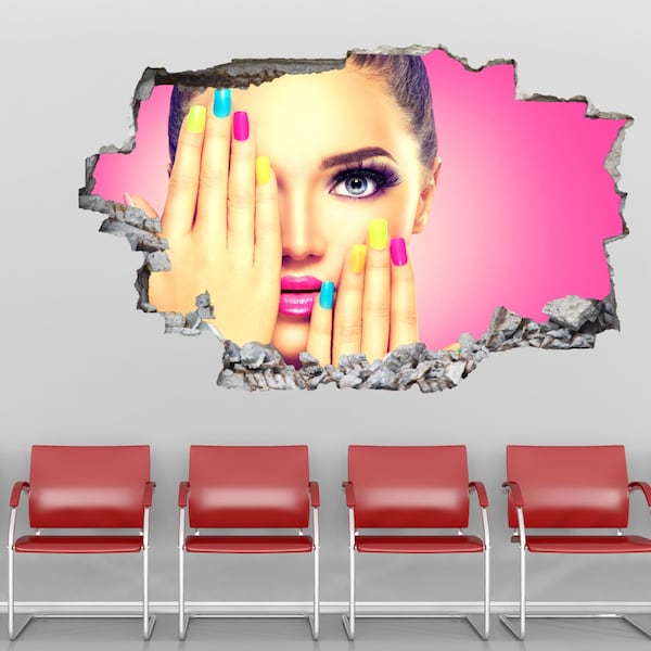 Modèle de maquillage vernis à ongles manucure Salon de beauté autocollant Mural affiche murale impression Art décor GP18