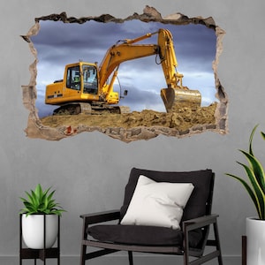 Excavator Construction Equipment Work Machine Wall Sticker Mural Decal Poster Print Art Home Office Decor BF11