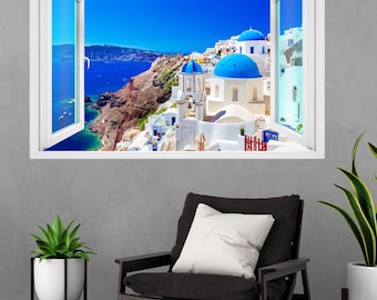 Santorini Island Traditional Houses Greece Wall Decal Sticker Mural Poster Print Art Home Office Decor CV41