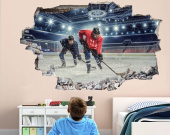 Ice Hockey Players Sports Wall Decal Sticker Mural Poster Print Art Kids Bedroom Home Decor GD10