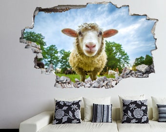 SHEEP LAMBS COUNRY LIFE FLOG WALL STICKERS POSTERS 3D ART MURALS DECAL DECOR VU6 