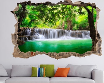 Waterfall River Forest Wall Sticker Mural Decal Poster Print Art Home Office Decor Nature View GK14