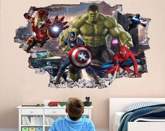 Avengers Superhero Wall Decal Sticker Mural Poster Print Art Spiderman Iron Man Hulk Captain America Avengers EA62