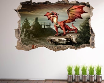 Dragon Fantasy Castle Wall Sticker Mural Decal Print Art Kids Bedroom Decor CP25