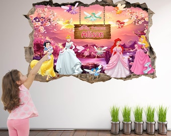 Princess Castle Personalised Name Wall Decal Sticker Mural Poster Print Art Kids Girls Bedroom Decor GS11