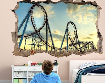 Roller Coaster Ride Wall Decal Sticker Mural Poster Print Art Kids Bedroom Home Decor FM15