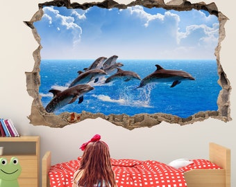 Dolphin Wall Decal Sticker Mural Poster Print Art Kids Bedroom Decor Animal Wall Art Decal FP26