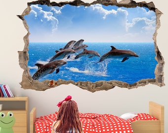 Dolphin Wall Decal Sticker Mural Poster Print Art Kids Bedroom Decor Animal Wall Art Decal FP26