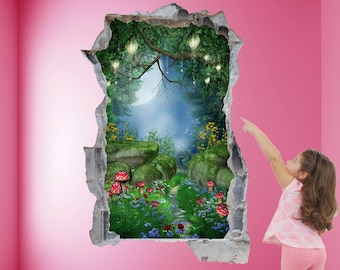 Fairy Forest Paddestoelen Lantaarns Fantasy Muurtattoo Sticker Muurschildering Poster Print Art Kids Slaapkamer Home Decor KA24