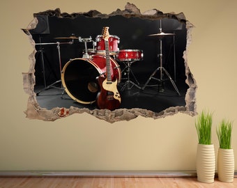 Musical Instruments Drums Guitar Concert Stage Wall Decal Sticker Mural Print Art Home Office Decor CP40