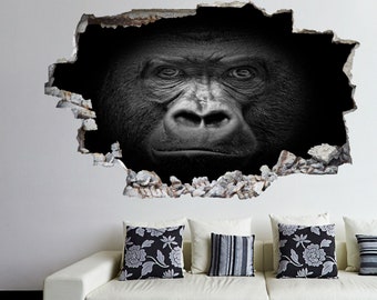 Gorilla Portrait Wall Decal Sticker Mural Poster Print Art Kids Bedroom Home Decor ET3