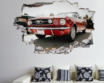 Mustang Muscle Car Wall Stickers Mural Decal Poster Print Art Kids Bedroom Home Office Decor Super Sports Cars BM19