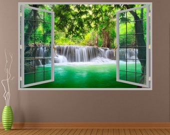 Waterfall River Forest Wall Decal Sticker Mural Poster Print Art Home Office Decor HM11