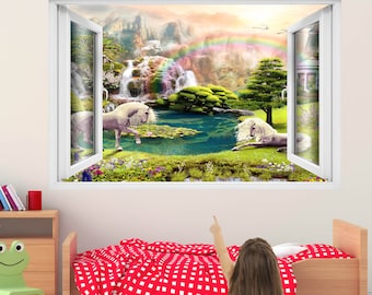 Unicorn Enchanted Forest Fantasy Wall Sticker Mural Decal Print Art ...