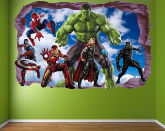 Avengers superheld muurtattoo sticker muurschildering poster afdrukken Art Iron Man Hulk Captain America Spiderman Thor