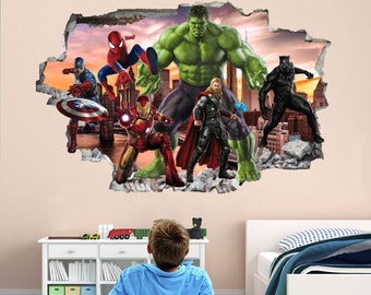 Superhero Wall Decal Sticker Mural Poster Print Art Kids Boys Bedroom Decor EA113