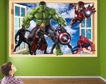 Avengers superheld muurtattoo sticker muurschildering poster afdrukken Art Iron Man Hulk Captain America Spiderman Thor