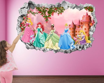 Princess Castle Fantasy Wall Decal Sticker Mural Poster Print Art Kids Girls Bedroom Wall Decor BG24