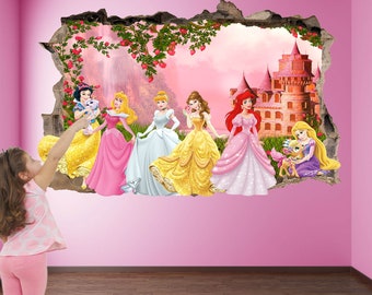 Princess Castle Fantasy Adesivo Murale Poster Stampa Arte Bambini Ragazze Camera da letto Decorazione da parete BG18