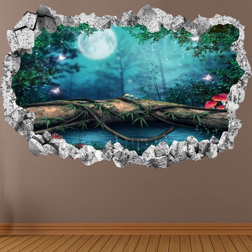 Fantasy Magical Enchanted Forest Wall Sticker Mural Poster Etsy