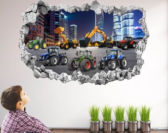 Tractoren Graafmachine Graver Muurtattoo Sticker Muurschildering Poster Print Art Home Boerderij Bouw Decor