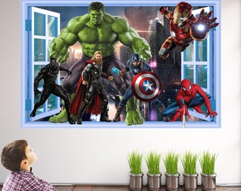 Avengers superheld muurtattoo sticker muurschildering poster afdrukken Art Iron Man Hulk Captain America Spiderman Thor