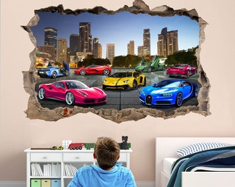 Super Sports Cars Supercar Wall Decal Sticker Mural Print Art Kids Bedroom Decor DT24