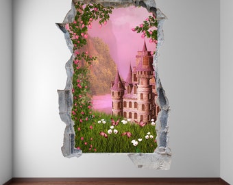 Princess Castle Fantasy Forest Wall Decal Sticker Mural Poster Print Art Kids Girls Room Decor ED10