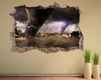 Tornado Twister Lightning pared calcomanía pegatina mural cartel impresión arte home Office Decor CF10