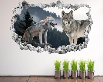 Wolf 3D Wall Art Sticker Mural Decal Home Office Decor FP6 Wolf 3D Wall Art Sticker Mural Decal Home Office Decor FP6